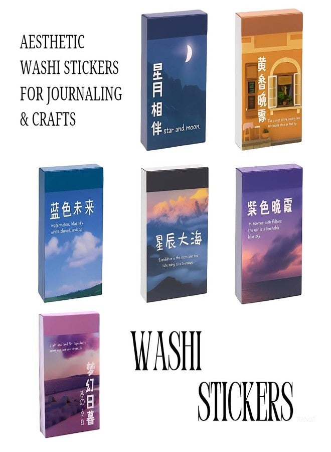 RANUR's Enchanting 6 Set Washi Stickers Book Life with Vintage Stickers for Scrapbook Aesthetics, Perfect for Journaling and Cloud -Themed 300 Sheets (50 Pieces, 6) - Image 4